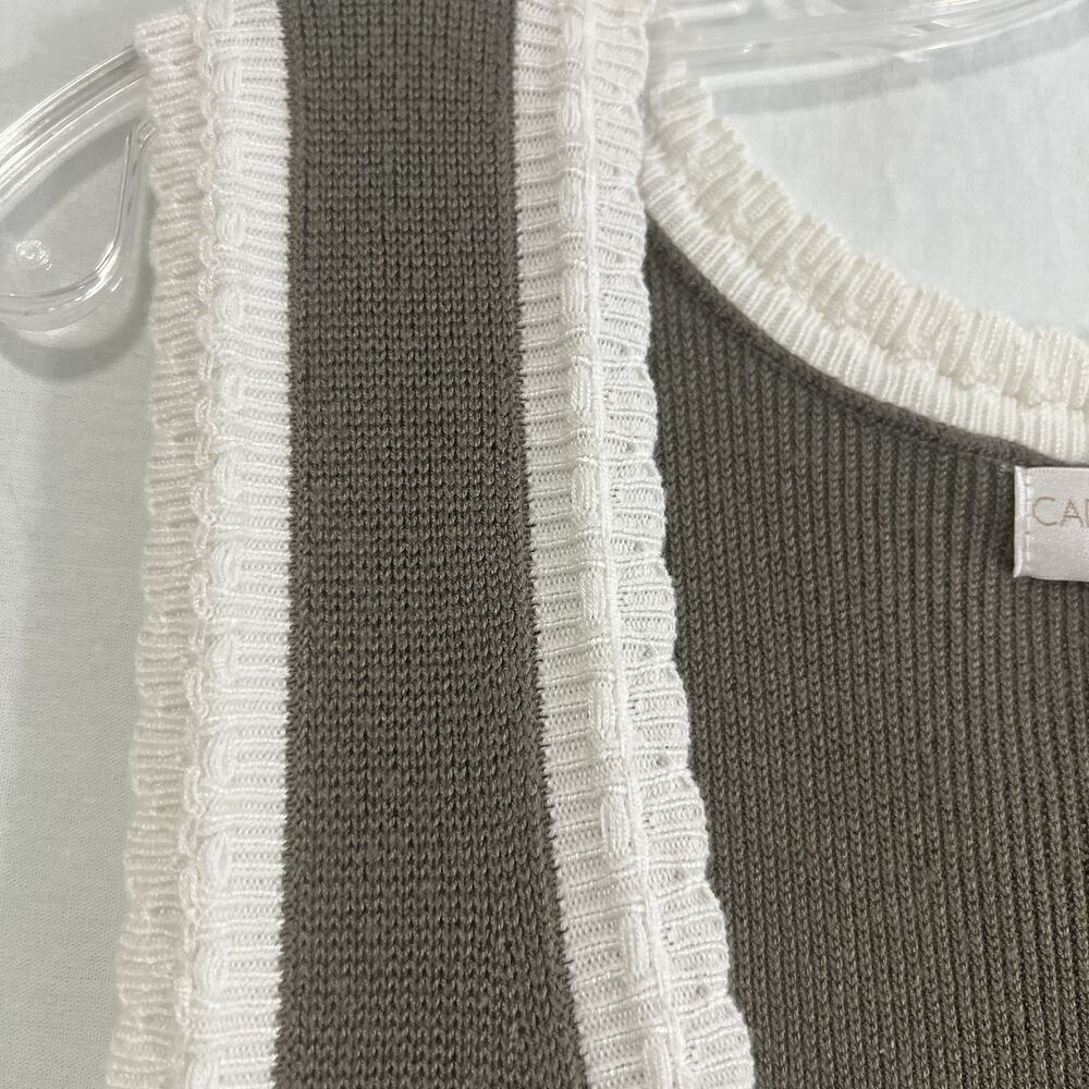 Caroline Constas Knit Maxi Dress Large Ribbed Green Minimalist Romantic NEW - Picture 3 of 11